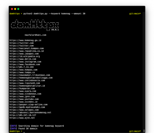 Domhttpx – A Google Search Engine Dorker With HTTP Toolkit Built With Python, Can Make It Easier For You To Find Many URLs/IPs At Once With Fast Time