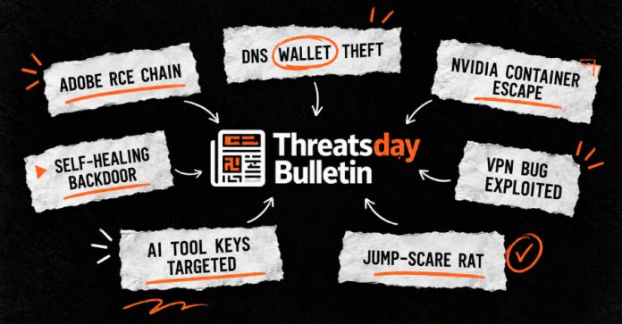 ThreatsDay: Adobe RCE, DNS Wallet Theft, NVIDIA Container Escape, Self-Healing Backdoor + 23 More_6ad1975227629.jpeg