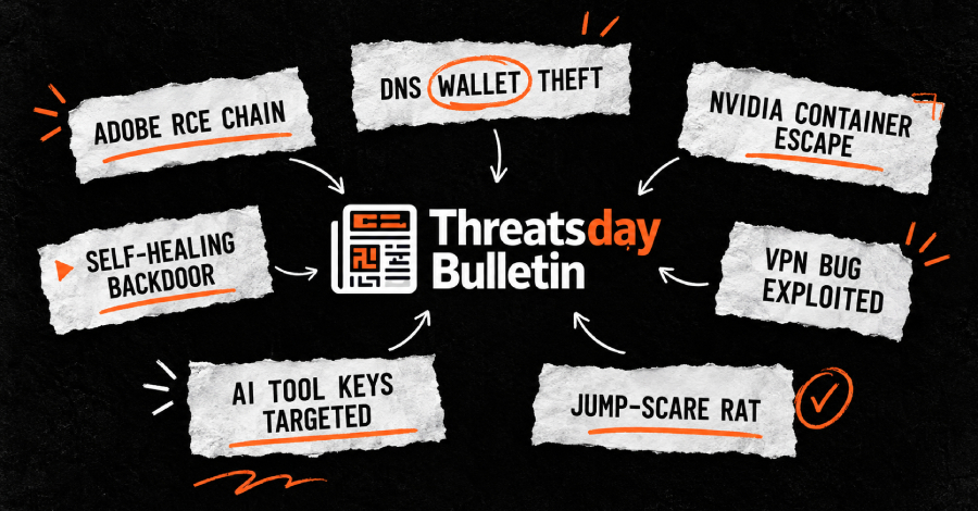 ThreatsDay: Adobe RCE, DNS Wallet Theft, NVIDIA Container Escape, Self-Healing Backdoor, and 23 Additional Threats